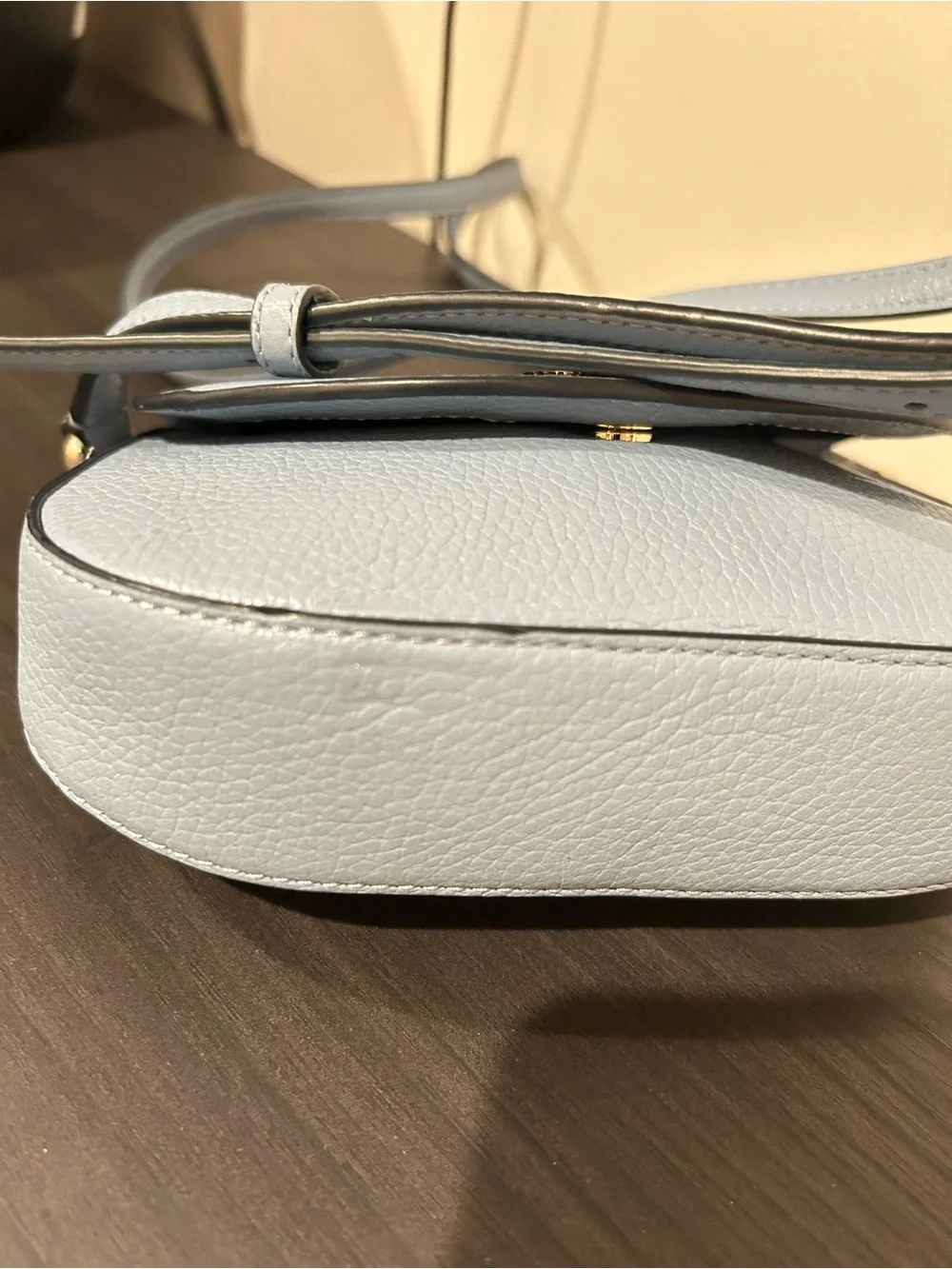 Kate Spade Leila Mini Flap Crossbody Blue Leather Frosy Sky EUC